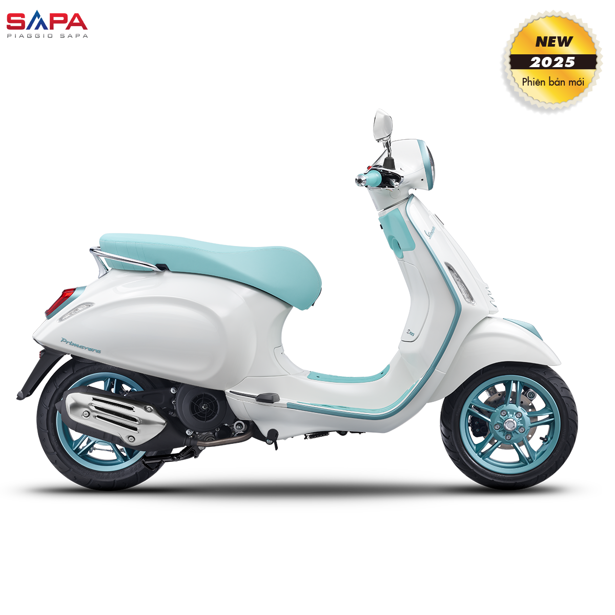VESPA PRIMAVERA125 ABS SPORT 2025 TRẮNG XANH.